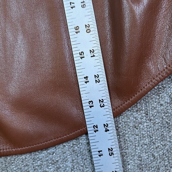 Aritzia Wilfred Mila Vegan Leather Puff Sleeve Button Down Shirt Small Brown - Picture 4 of 5